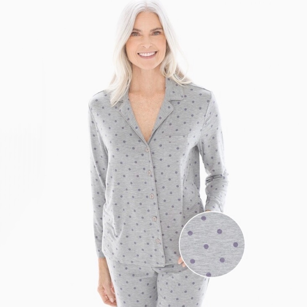 NEW Soma Cool Nights Notch Collar Polka Dot Button Down Pajama Top